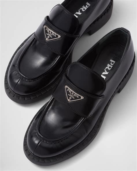 prada chocolate brushed leather loafers